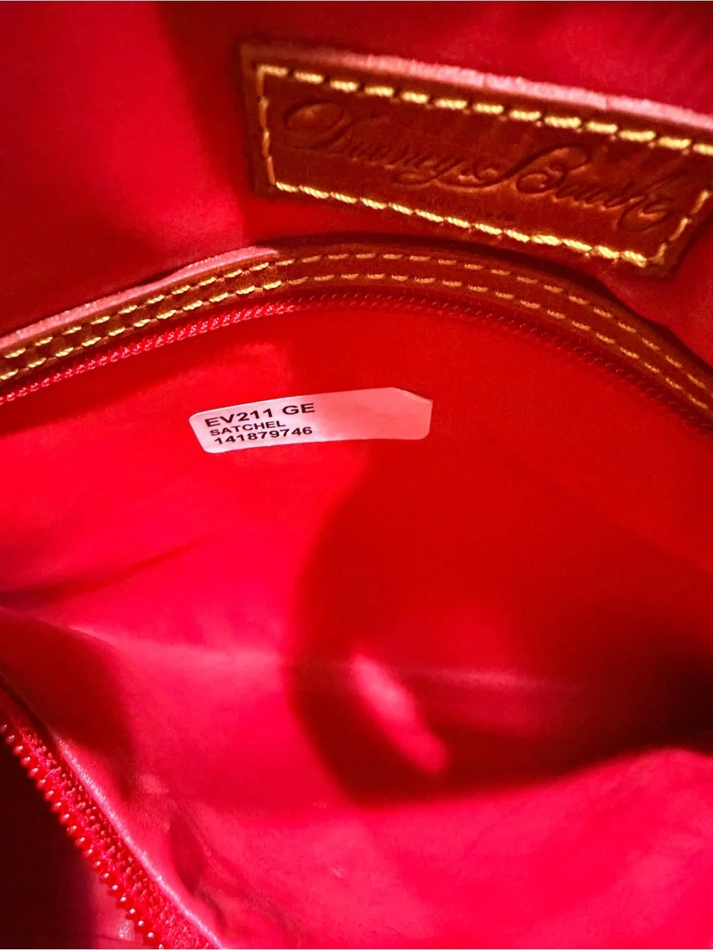 Dooney & Bourke Orange Leather Satchel with Tan Trim